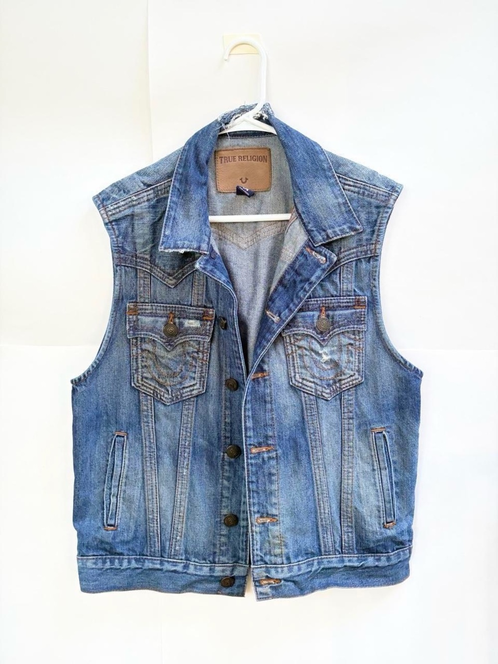 True Religion Men's Light Blue Denim Vest